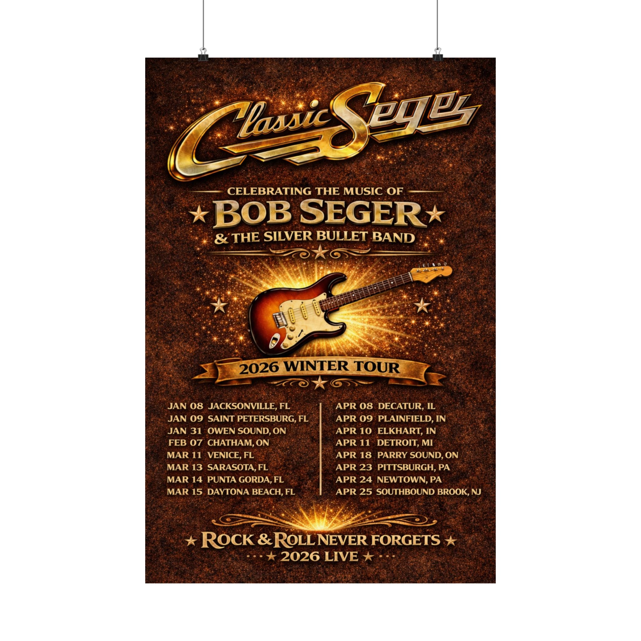 Classic Seger – Rock & Roll Never Forgets | 2026 Winter Tour Poster
